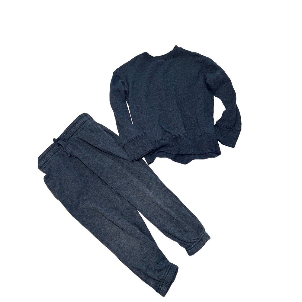 Athletic Works Kids 2 Piece Fleece Sweat Set Navy Blue XS 4-5 Joggers Pullover